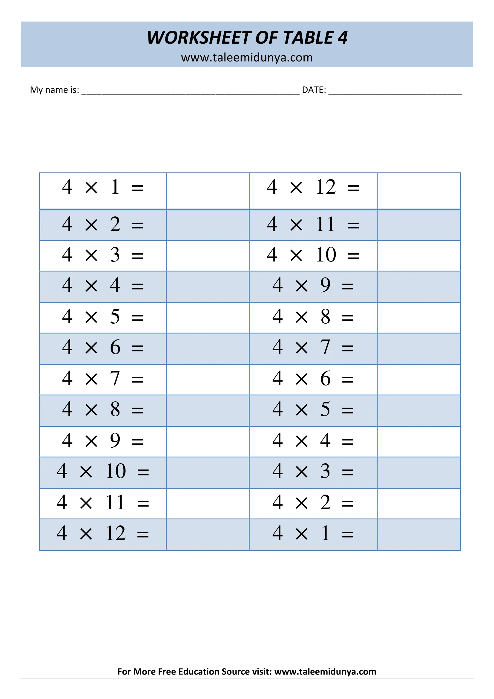 table of 4